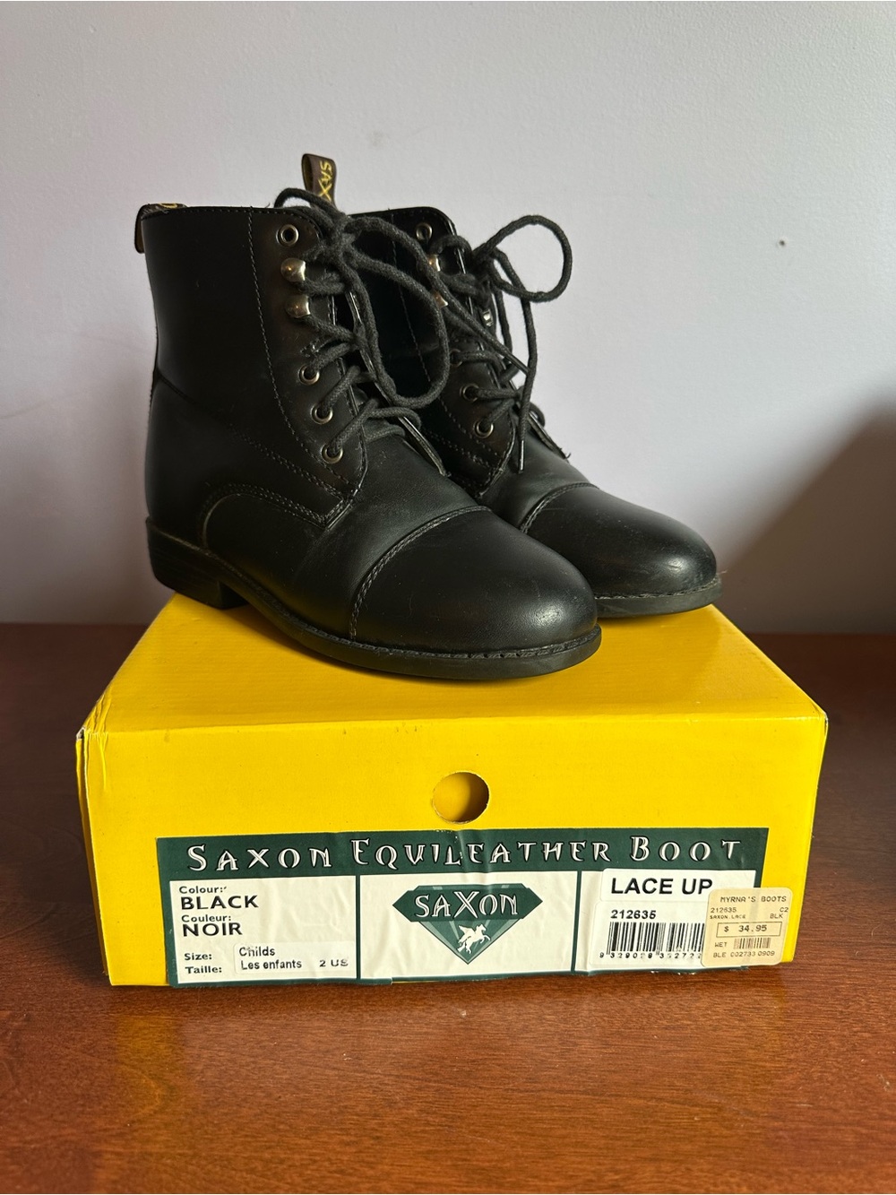 Kids' Black Lace-Up Riding Boots